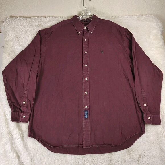 Vtg 90s Polo Ralph Lauren The Blaire Shirt Men's XXL Burgundy Cotton Button Down - Picture 1 of 10